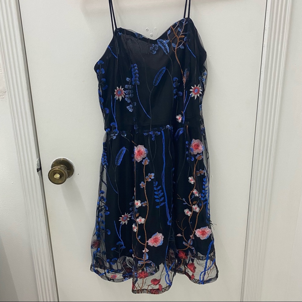SHEIN xs black floral dress
